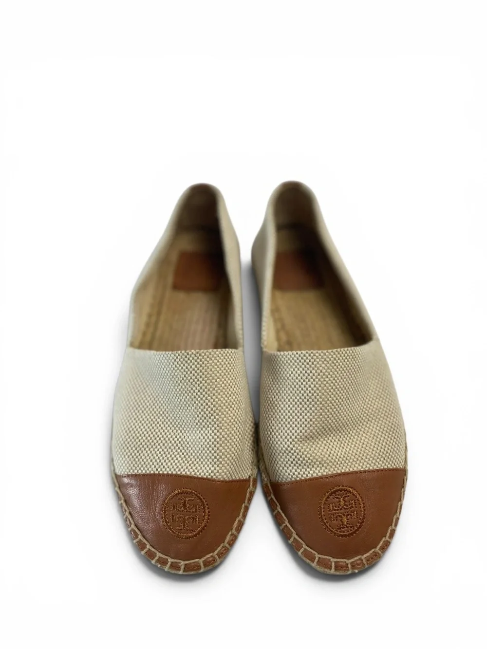Tory Burch Color Block Canvas and Napa Espadrilles in Natural and Tan Size 7.5